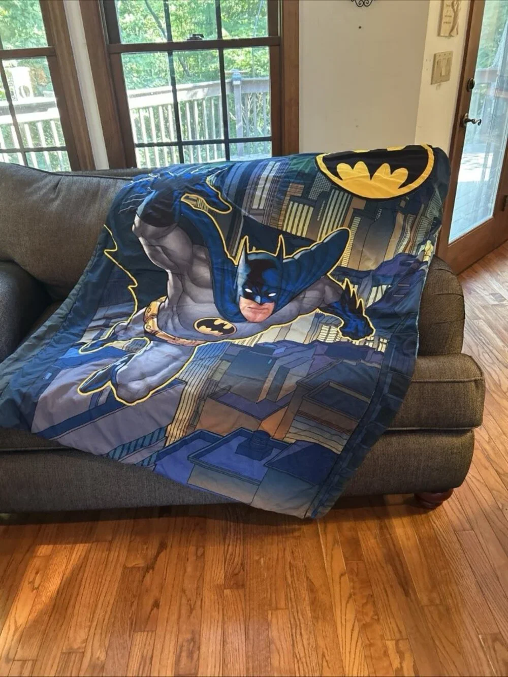 Batman Double sided Comforter Blanket Toddler Size Set Crib Fitted & Flat Sheets